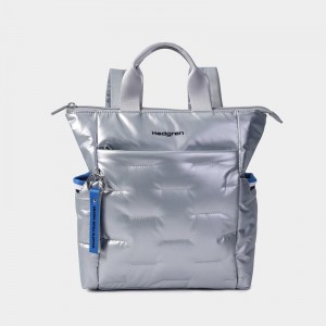 Hedgren Comfy Women's Backpacks Silver Blue | LZQ6886QV