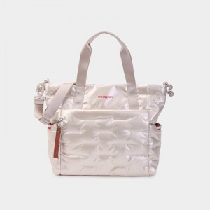 Hedgren Puffer Women's Tote Bags White Beige | BKI1493ND