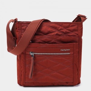 Hedgren Quilted Orva Rfid Women's Crossbody Bags Red Brown | LXE329HZ