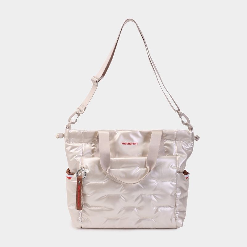 Hedgren Puffer Women's Tote Bags White Beige | BKI1493ND