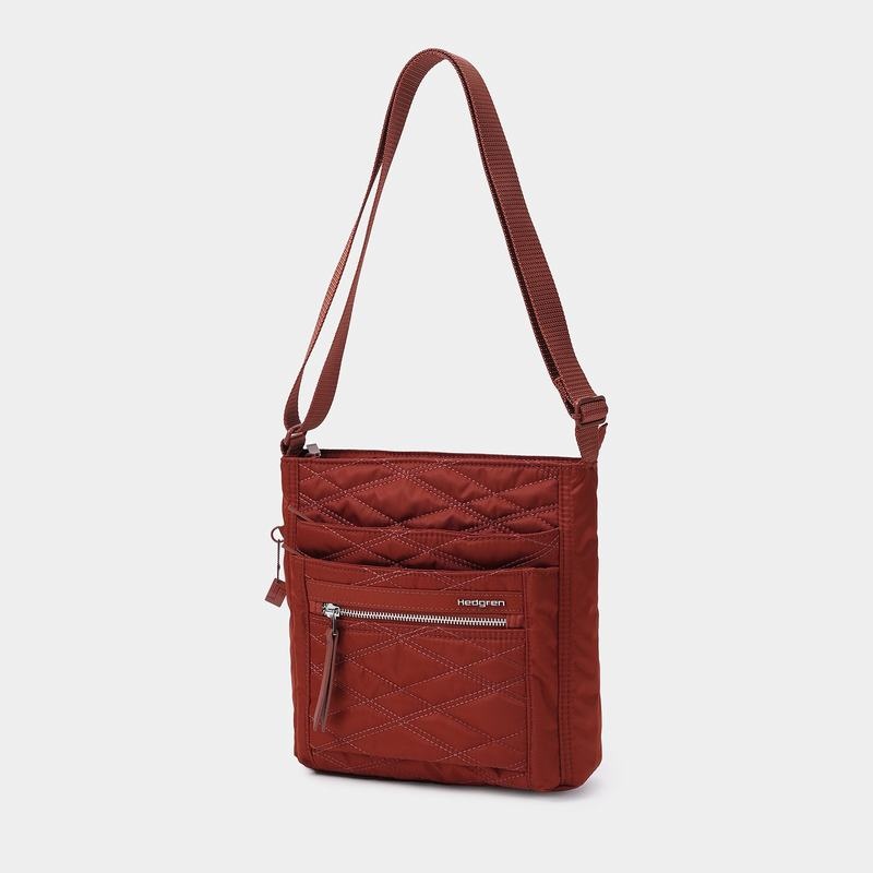 Hedgren Quilted Orva Rfid Women's Crossbody Bags Red Brown | LXE329HZ