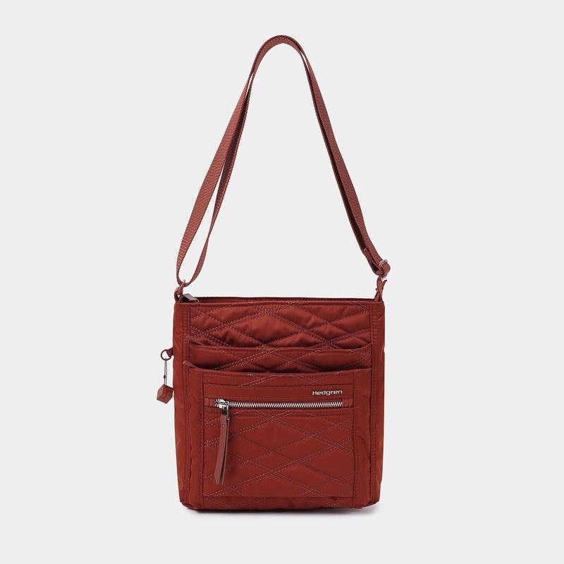 Hedgren Quilted Orva Rfid Women's Crossbody Bags Red Brown | LXE329HZ